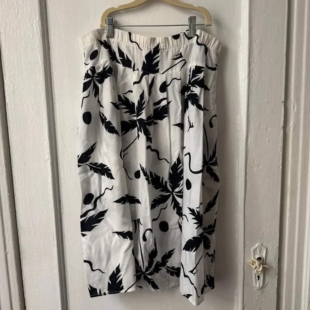 Basque Waist Vintage Floral By Krush black white skirt cruise tropical palm tree